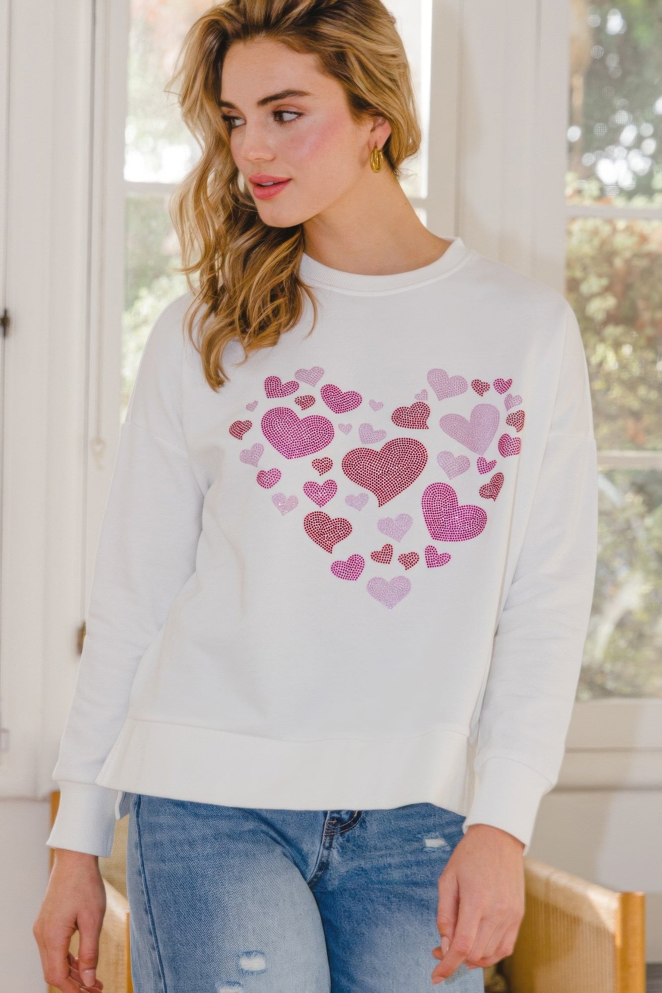 Rhinestone Heart Dreams Pullover