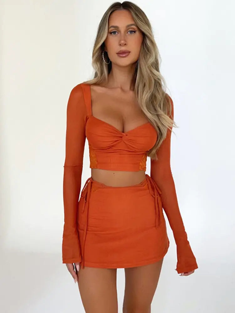 Trendy Fusion Crop & Skirt Set