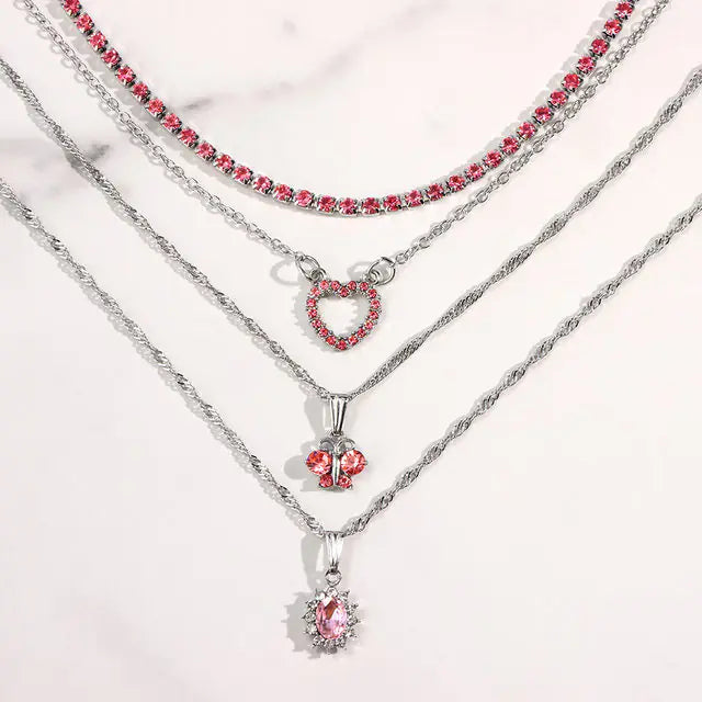 Rose Radiance Heart Crystal Necklace