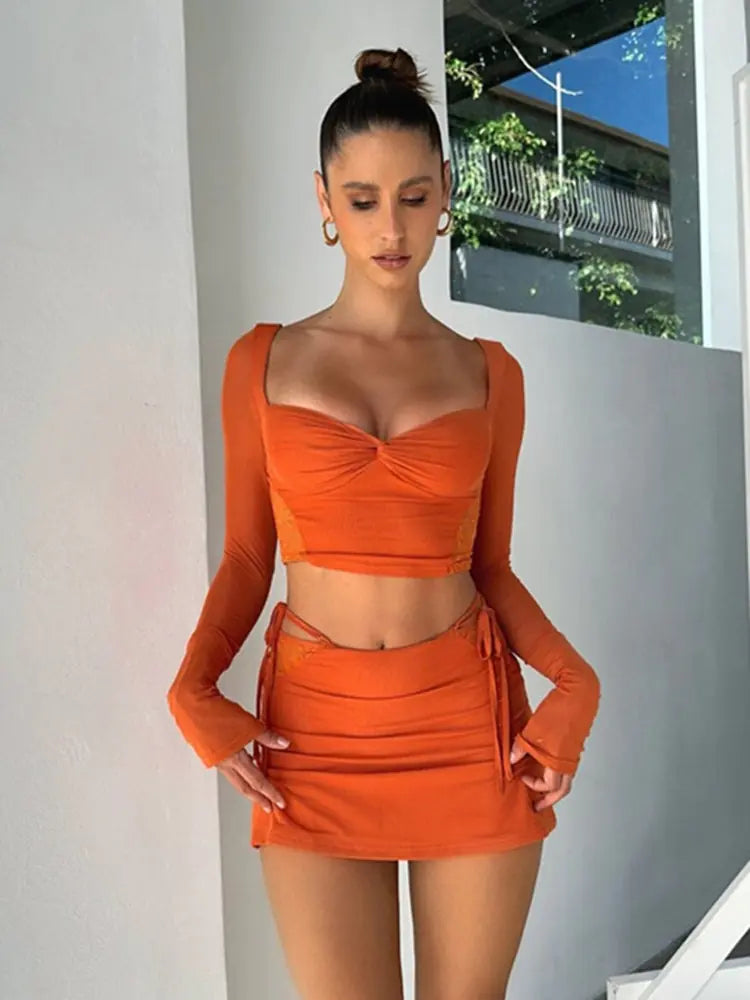 Trendy Fusion Crop & Skirt Set