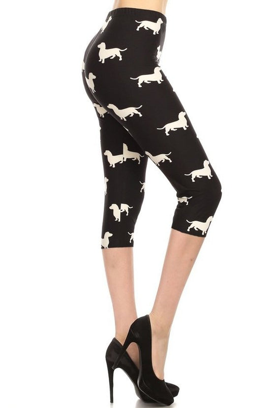 Dog Print High Waisted Capri Leggings