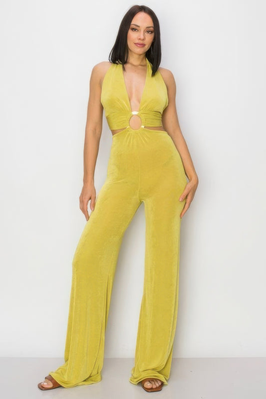 Solid Slinky Wide Legs Jumpsuit