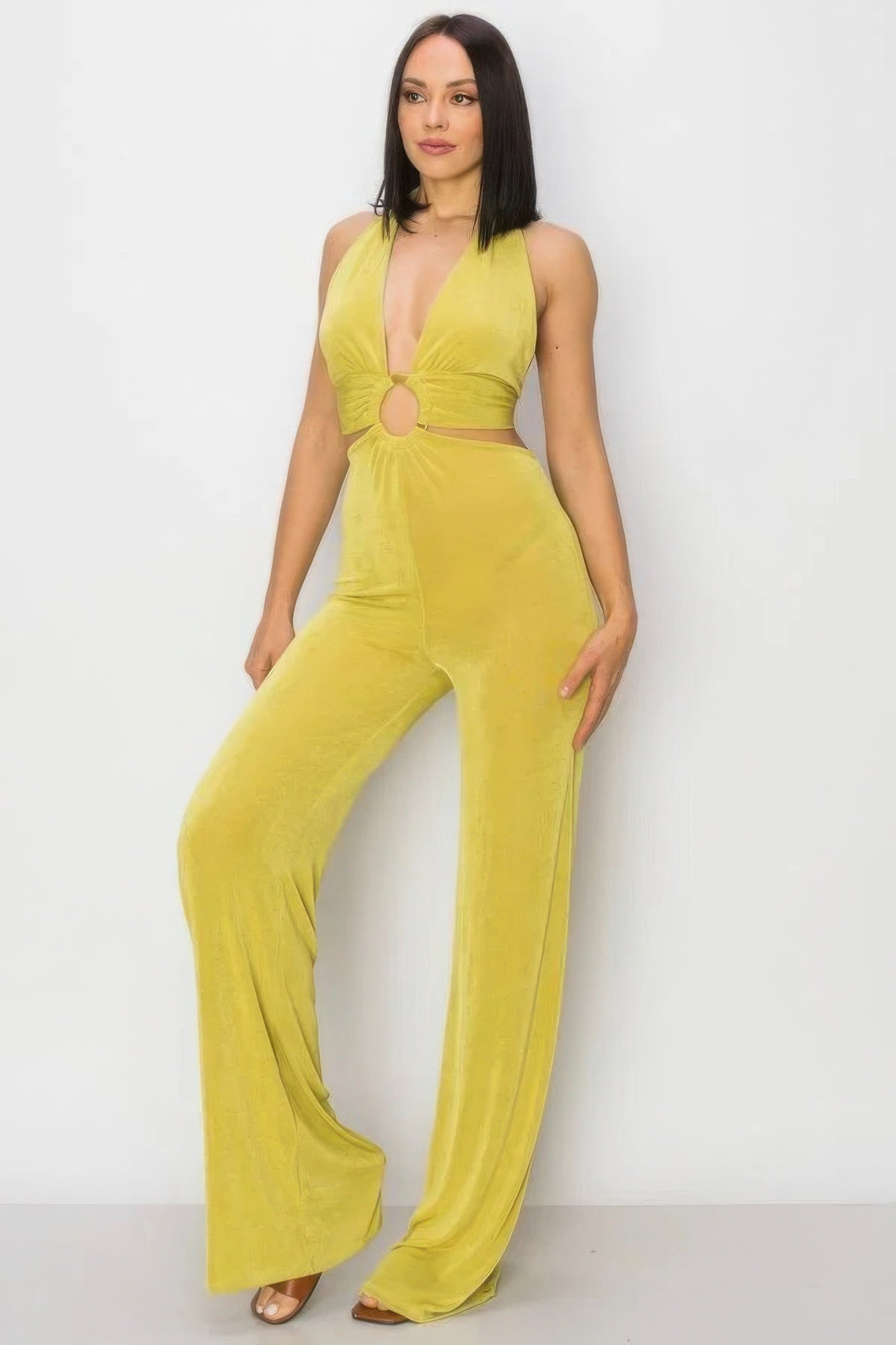 Solid Slinky Wide Legs Jumpsuit