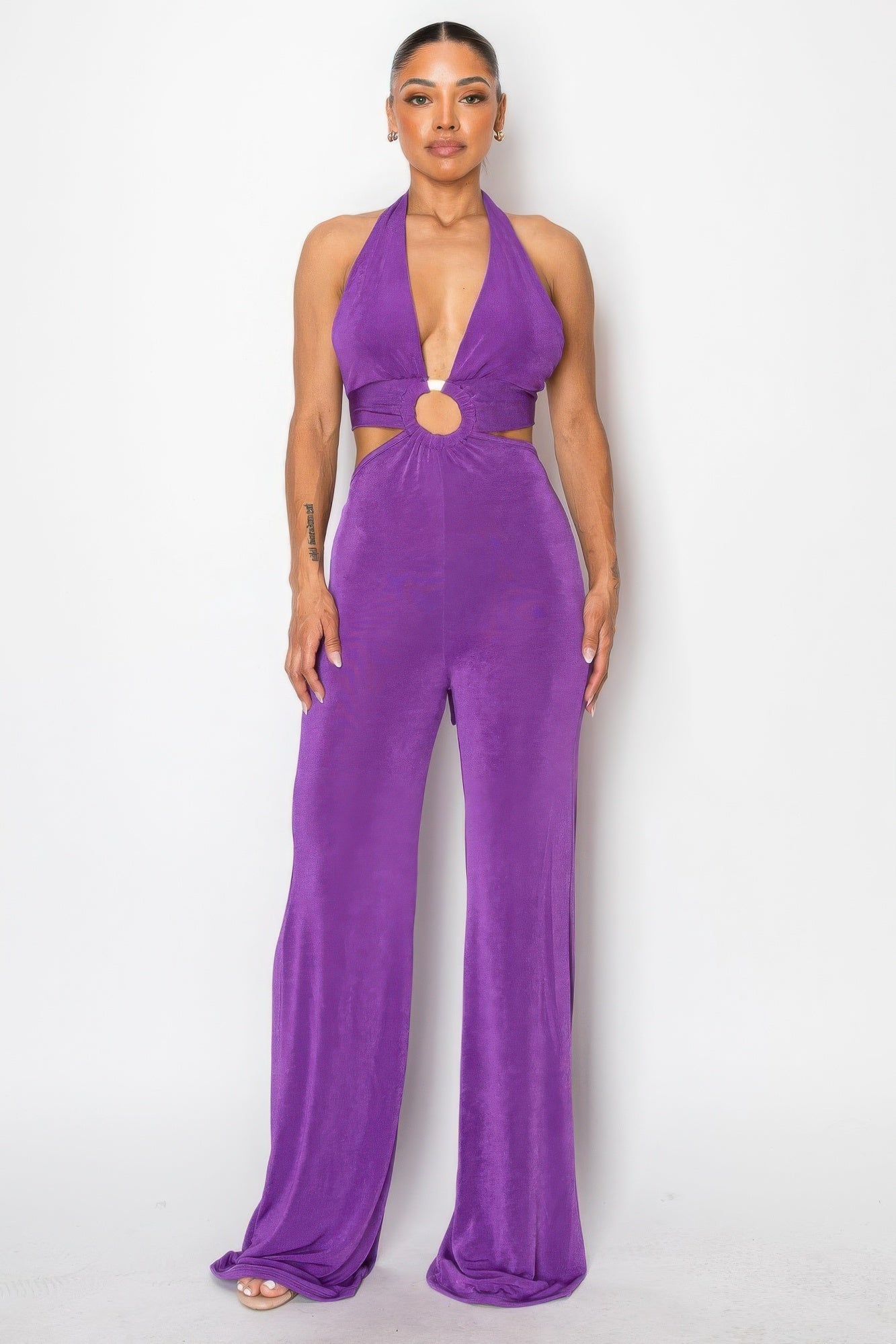 Solid Slinky Wide Legs Jumpsuit