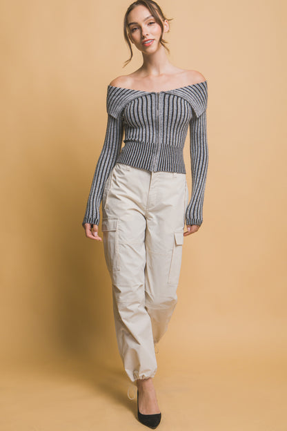 Zip & Allure Bardot Top