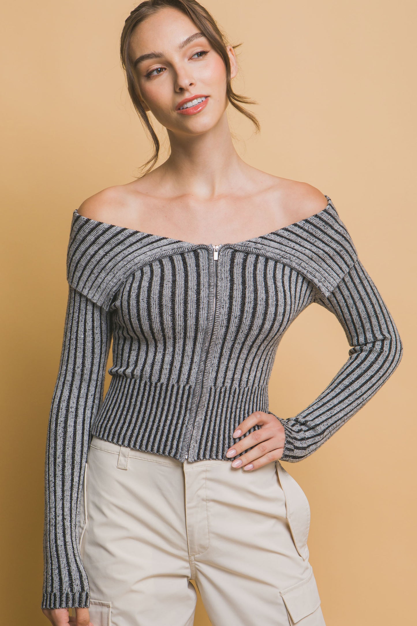 Zip & Allure Bardot Top