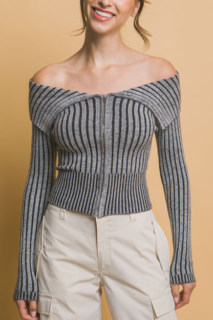 Zip & Allure Bardot Top