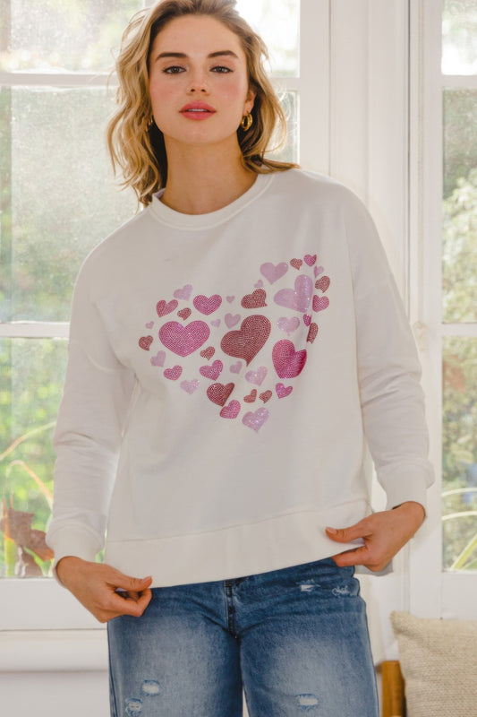 Rhinestone Heart Dreams Pullover