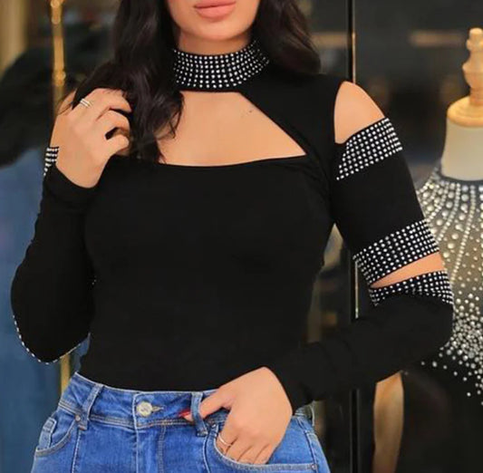 Shoulder Chic Long Sleeve Crop