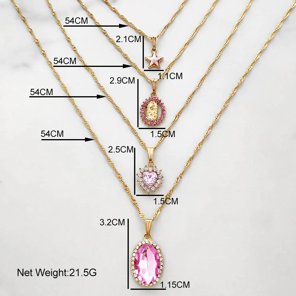 Rose Radiance Heart Crystal Necklace