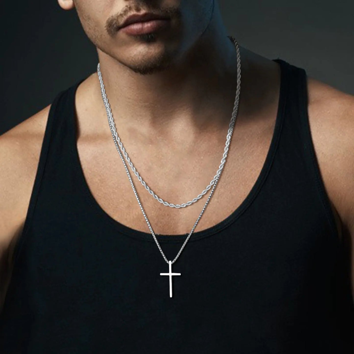 Vnox Bold Cross Pendant Necklace