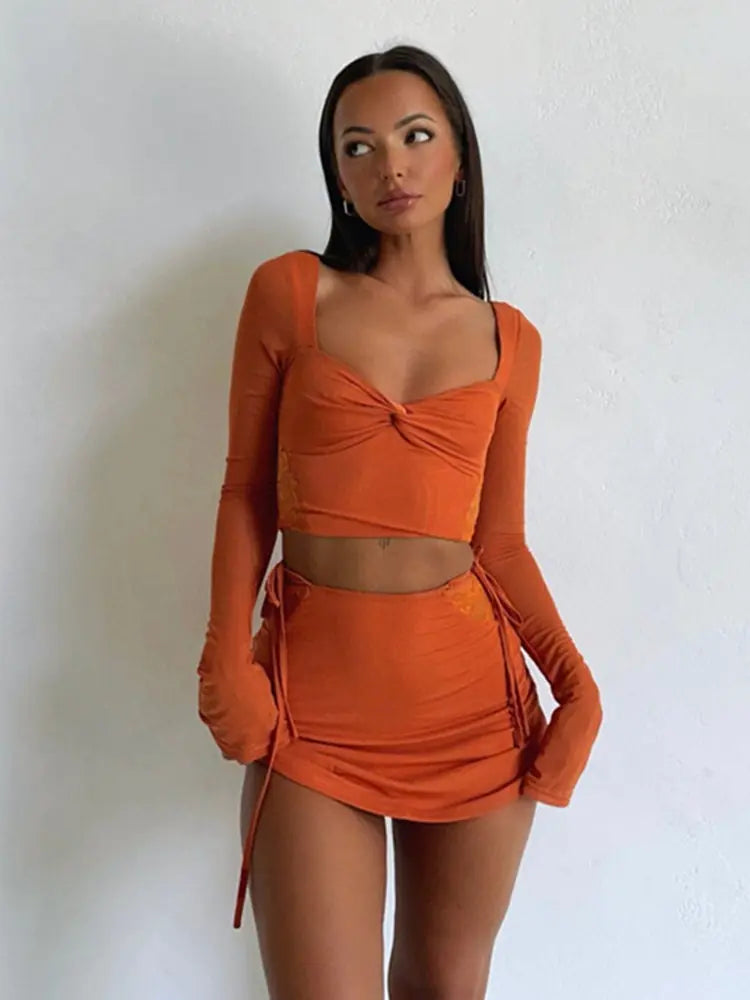 Trendy Fusion Crop & Skirt Set