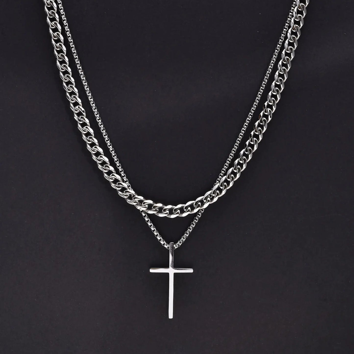 Vnox Bold Cross Pendant Necklace