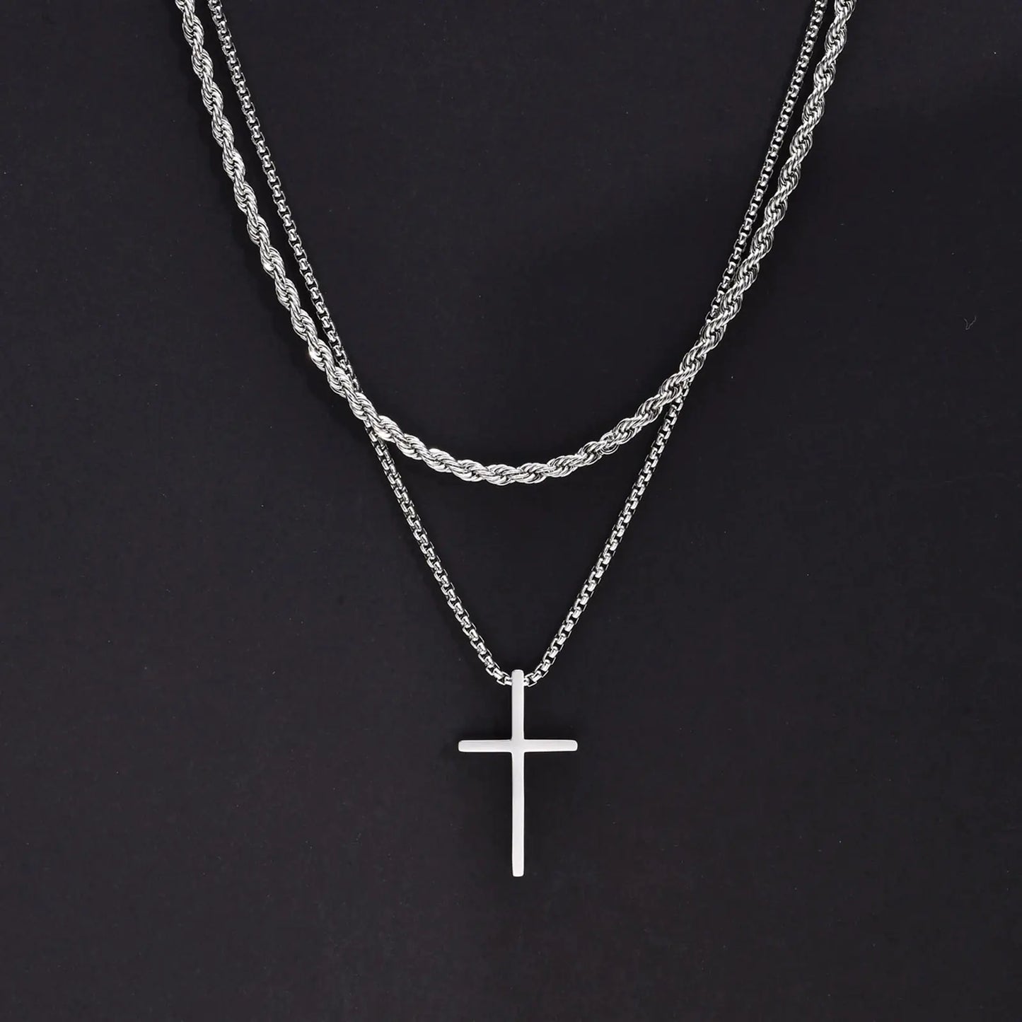 Vnox Bold Cross Pendant Necklace