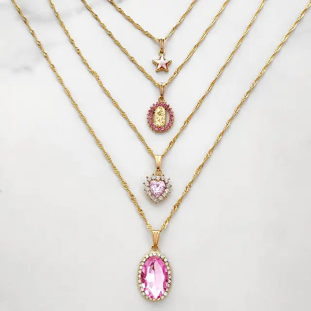 Rose Radiance Heart Crystal Necklace