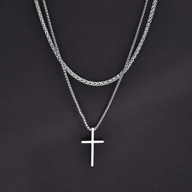 Vnox Bold Cross Pendant Necklace