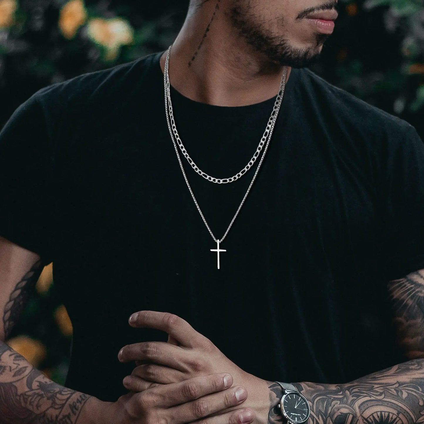 Vnox Bold Cross Pendant Necklace