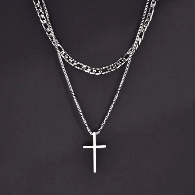 Vnox Bold Cross Pendant Necklace