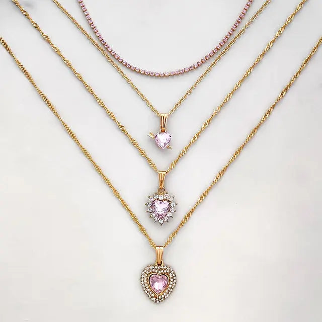 Rose Radiance Heart Crystal Necklace