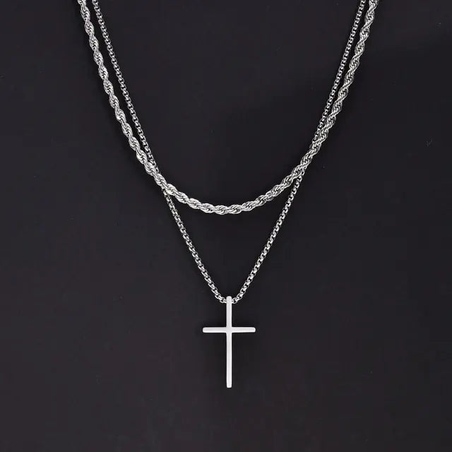 Vnox Bold Cross Pendant Necklace