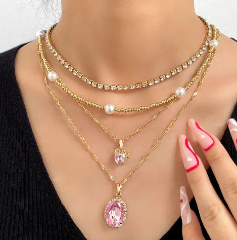 Rose Radiance Heart Crystal Necklace