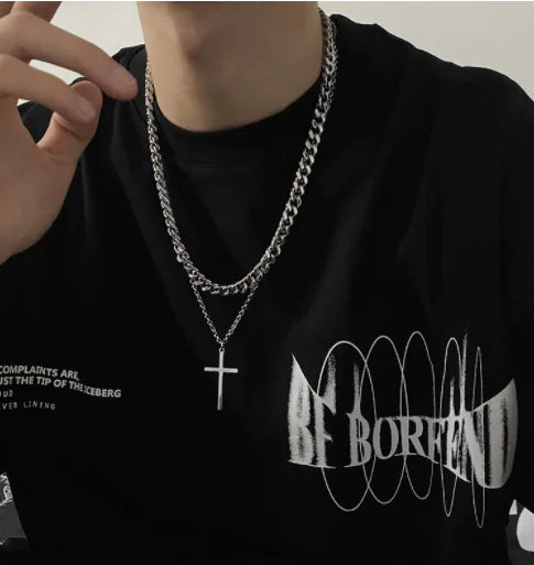 Vnox Bold Cross Pendant Necklace